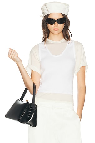 Shushu/Tong Notched Fluffy Sleeveless Top in White | FWRD