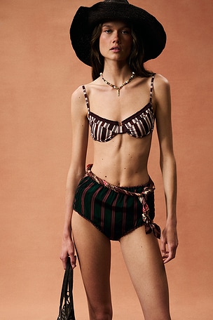Heavy Manners for FWRD Ruffle Bikini Top in Brown