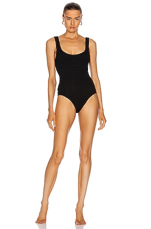 Hunza G Classic Square Neck One Piece Swimsuit in Black