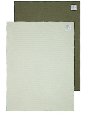 HAWKINS NEW YORK Essential Waffle Dish Towel Set Of 2 in Green