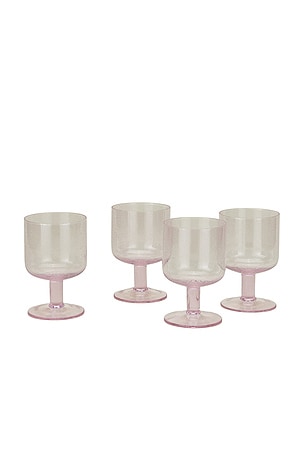 HAWKINS NEW YORK Simple Seeded Glassware Set Of 4 in Pink