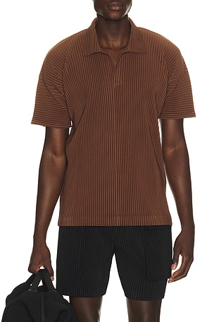 Homme Plisse Issey Miyake Color Pleats 2 Polo Shirt in Brown