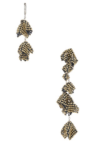 Isabel Marant Asymmetric Earrings in Yellow,Metallic Silver