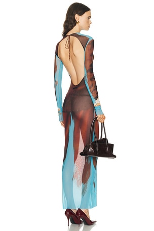 Jean Paul Gaultier Tennis Costume Long Dress in Blue,Brown