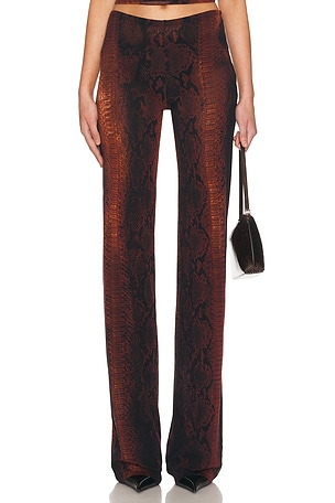 Jean Paul Gaultier Printed Python Mesh Trouser in Black,Rust