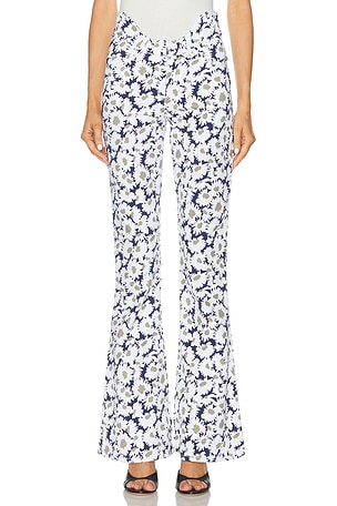 Jean Paul Gaultier Flare Pant in White,Blue