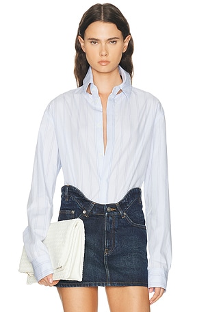 Jean Paul Gaultier Button Up Top in Baby Blue