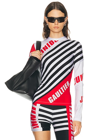 Jean Paul Gaultier Long Sleeve Top in Black,White
