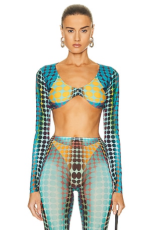 Jean Paul Gaultier Cropped U Neck Top in Multi
