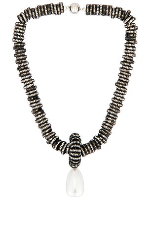 Julietta Pearl Drop Necklace in Black,White