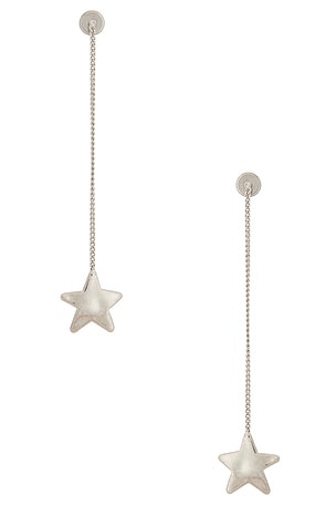Jil Sander Star Drop Earrings in Metallic Silver