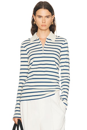 Jil Sander Long Sleeve Polo Top in Cream