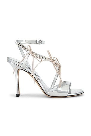 Jimmy Choo Lula 100 Sandal in Metallic Silver