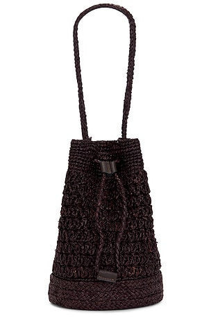 Jenni Kayne Riviera Raffia Bucket Bag in Chocolate