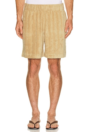 J.Lindeberg Allan Stripe Terry Shorts in Brown