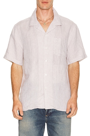 J.Lindeberg Elio Linen Shirt in Brown