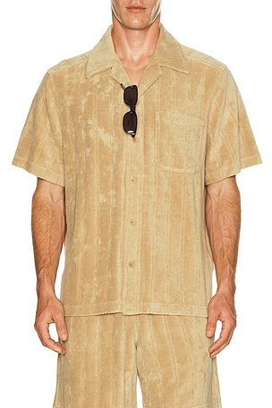 J.Lindeberg Ted Stripe Terry Shirt in Brown