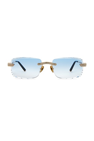 James Oro Signature Gem Cut Sunglasses in Blue