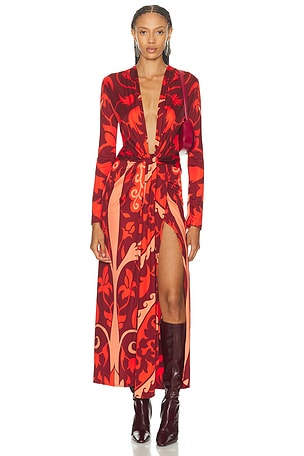 Johanna Ortiz Oasis Ankle Dress in Red