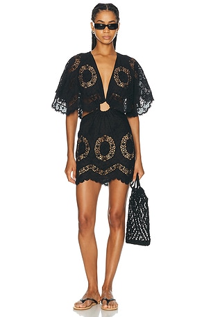 Johanna Ortiz Paradise Mini Dress in Black