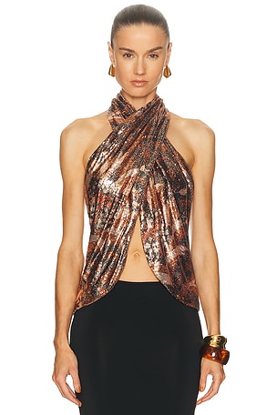 Johanna Ortiz Glimmering Frost Top in Metallic Copper