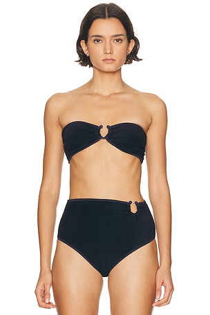 Johanna Ortiz Terry Seawaters Bikini Top in Navy