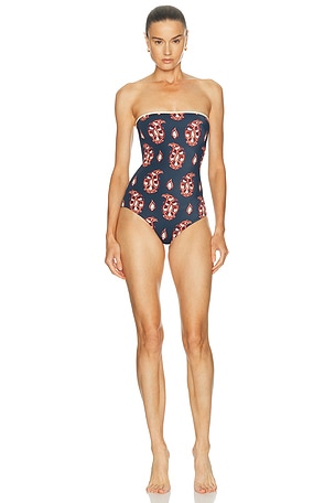 Johanna Ortiz Alta Mar One Piece Swimsuit in Blue