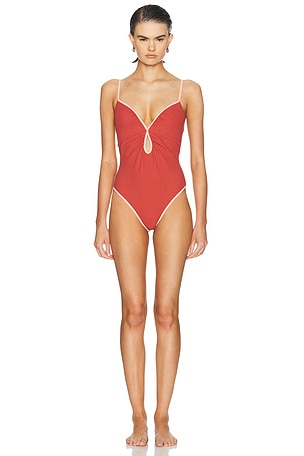 Johanna Ortiz Sundown Dust One Piece Swimsuit in Rust