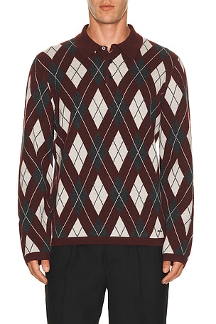 SIMKHAI Callum Cashmere Argyle Polo in Multi