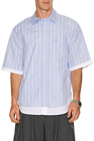 SIMKHAI Steven Double Layer Shirt in Blue