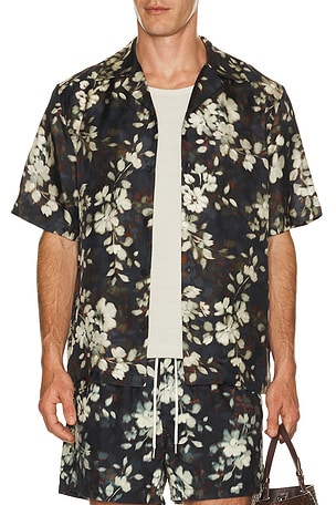SIMKHAI Casper Printed Silk Shirt in Multi