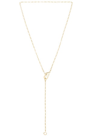 Jade Trau Mini Diamond Lola Lariat Necklace in Metallic Gold