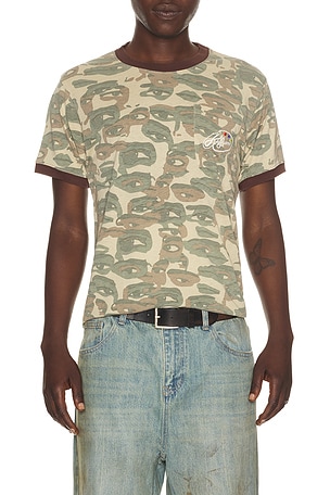 KidSuper Face Camo Short Sleeve Shirt in Green