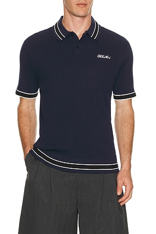 Khalhon Varsity Tipped Rib Polo in Blue