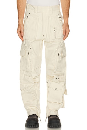 Kody Phillips Denim Rip Pants in Cream