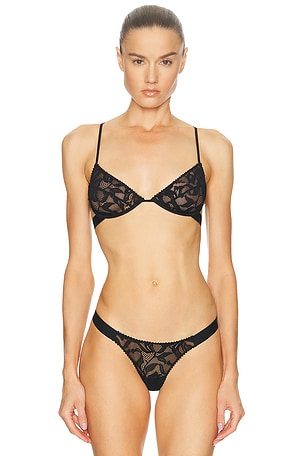 Kiki de Montparnasse Sophie Stretch Lace Demi Bra in Black