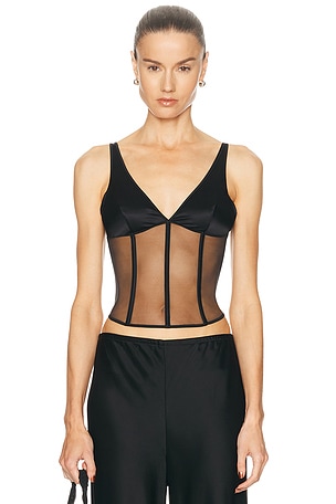 Kiki de Montparnasse Soie Corset Tank Top in Black