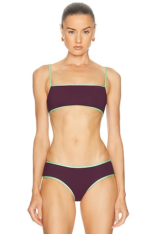 Kiki de Montparnasse Contraste Straight Neck Bikini Top in Purple