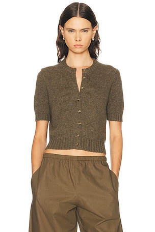 KHAITE Nora Cashmere Cardigan in Green