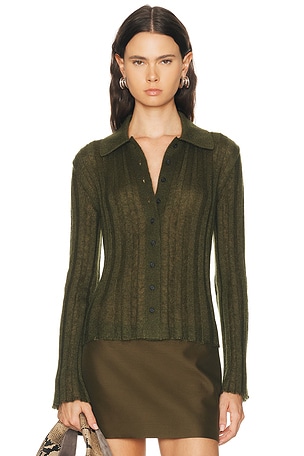 KHAITE Meadow Silk Sweater in Olive