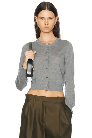 KHAITE Tansy Fine Cashmere Cardigan in Grey