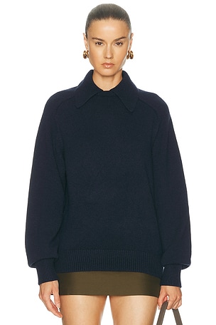 KHAITE Jackson Cashmere Sweater in Navy