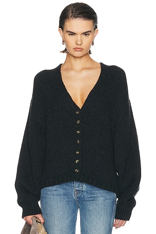 KHAITE Axel Cashmere Cardigan in Grey