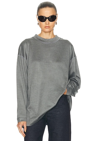KHAITE Dylan Washable Silk Top in Grey