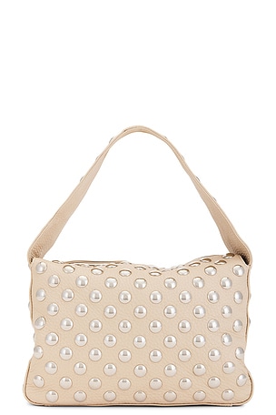KHAITE Elena Silver Stud Shoulder Bag in Ivory