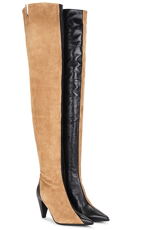 KHAITE Harvey Over The Knee Boot in Brown,Black