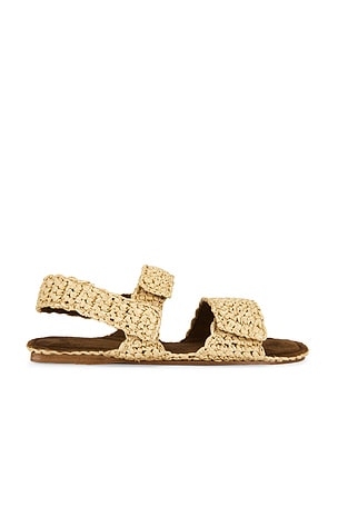 KHAITE Boden Raffia Flat in Ivory