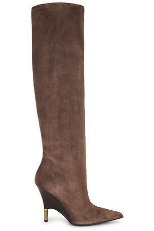 KHAITE Bella Knee High Boot in Brown