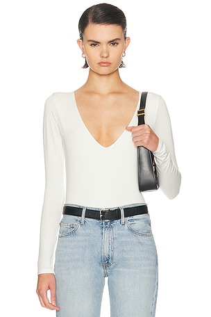 KYE V Long Sleeve Top in White