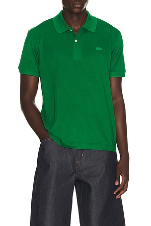 Lacoste Runway Classic Fit Silk Pique Polo Shirt in Green
